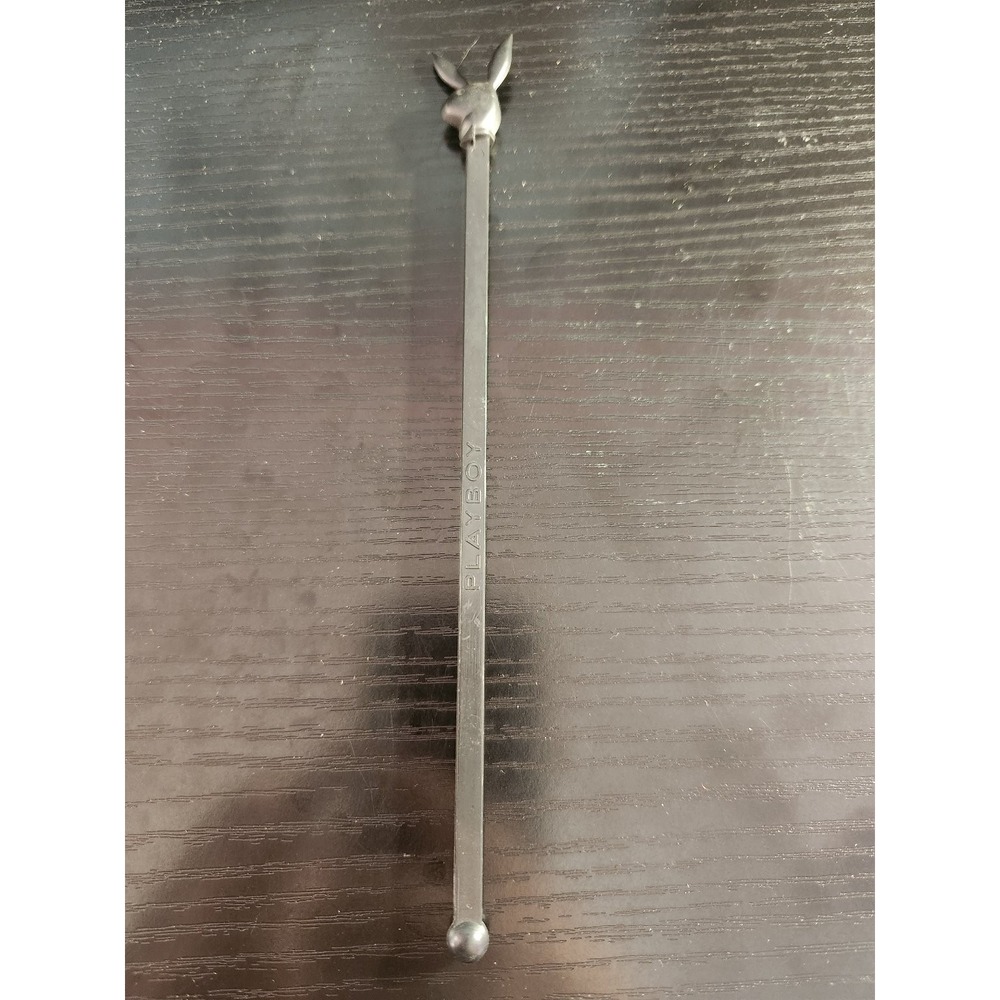 Playboy Bunny Head Swizzle Stir Stick 7.5 Black Barware Drink Cocktail Plastic